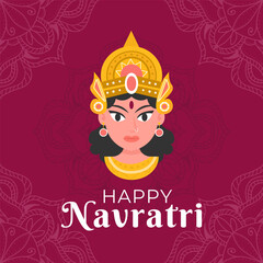 happy navratri festival illustration in flat design