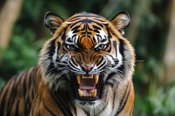 Obraz premium A threatening malayan tiger, stock photo, ai