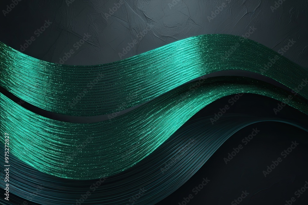 Poster emerald gradient overlay on dark textured background with wave effect