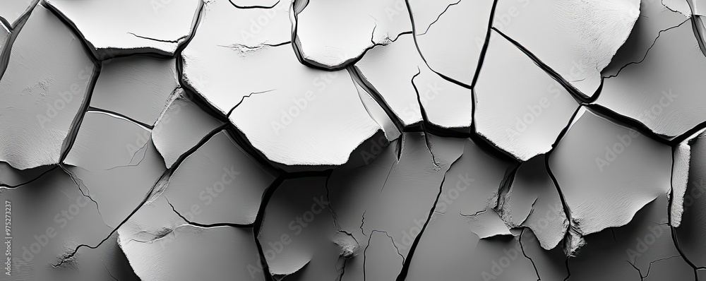 Poster textured wall with cracked paint, showcasing a blend of gray tones and unique patterns, ideal for cr