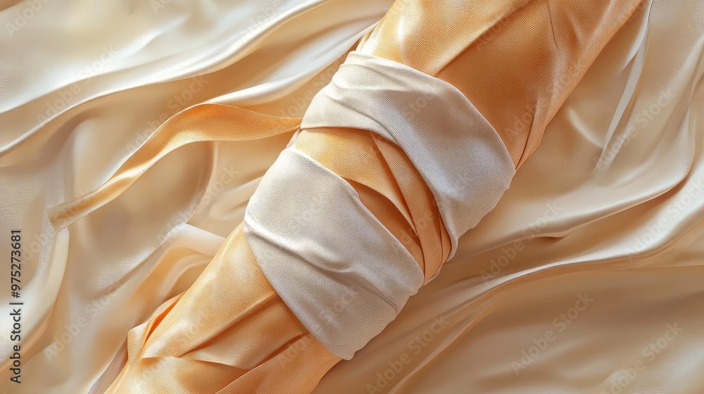 Poster stylish fabric drapes with elegant folds, showcasing a soft color palette and a serene composition f
