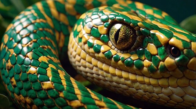 close-up view of a snake showing the texture of scales. generative ai