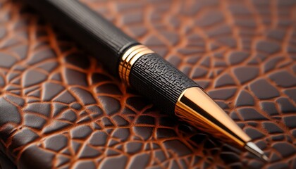 Personalized leatherbound journal with name embossing, elegant stationery, 3D illustration