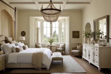 Sophisticated Ivory Bedroom Decor with Artisan Touches and Classic Aesthetic Design