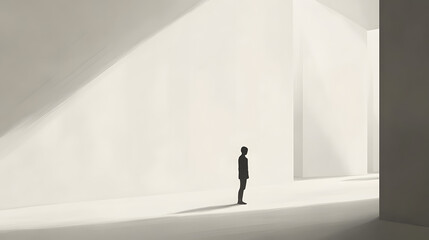 Fototapeta premium mental health anxiety overwhelmed unstable emotions distorted black white dark mania depression expressions emotional confusion artwork abstract illustration minimalist isolated grey alone lonely