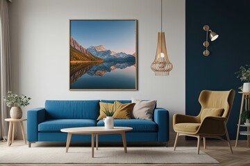 Modern Interior Aesthetic Featuring Mockup Canvas Frame Display