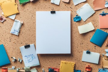 Blank flyer mockup displayed amid colorful event promotions on a bulletin board, ideal for local advertising and community announcements