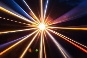 Obraz premium Stunning Light Effects and Vibrant Photography of Sunlight Against Dark Backgrounds
