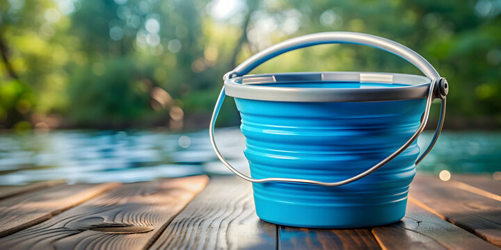 background image of a collapsible water bucket, collapsible, water bucket,background, lightweight, portable