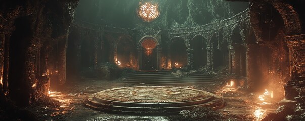 Evil sorcerer s lair filled with mysterious artifacts, dark magic crackling in the air, an aura of pure dread