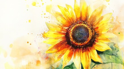 Obraz premium A vibrant sunflower illustration, showcasing bright yellow petals against a soft, artistic background, perfect for nature enthusiasts.