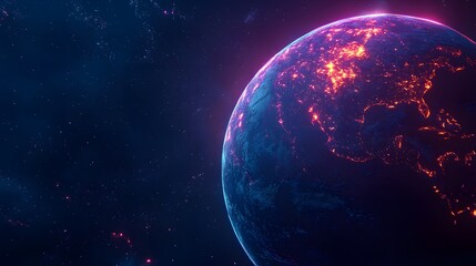 Obraz premium Earth From Space with City Lights at Night