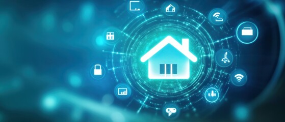 Naklejka premium Smart Home Concept with Digital Icons
