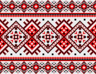 Ethnic oriental, traditional European pattern. Design pattern. Textile fabric. Ukrainian, Belarusian, African, Indonesian. Illustration. Seamless Aztec style abstract vector illustration for clothing 