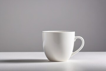 a white cup on a table                               