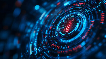 safe combination lock on blue digital background