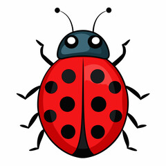 ladybug vector, bright red with black spots, illustration of a ladybug