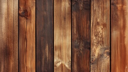 Obraz premium A detailed close-up of rustic wooden panels with varying shades of brown and visible grain patterns, showcasing the natural textures and earthy tones, ideal for backgrounds or design projects