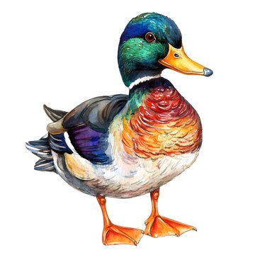 recommend clip art: Watercolor Illustration of a Colorful Mallard Duck