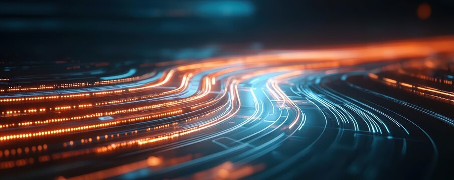 Glowing digital pathways shaping a futuristic city, symbolizing the infrastructure of future economies driven by technology tech-based future economy, digital city growth