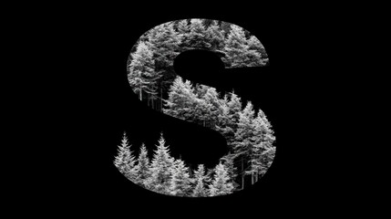 Naklejka premium Snowy Forest Letter S