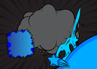 Cartoon Blue and Black background, comic book backdrop. Retro vector comics pop art design.