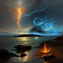 six elements met together in the form of people fire water earth lightning ice air