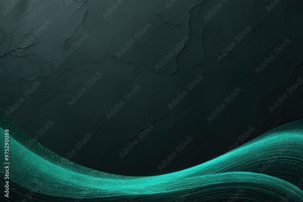 Poster emerald gradient overlay with textured wave effect on dark background