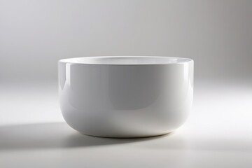 a white cup sitting on a table                              