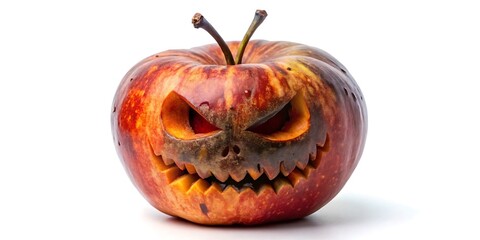 Obraz premium poisoned and haunted rotten apple with creepy face