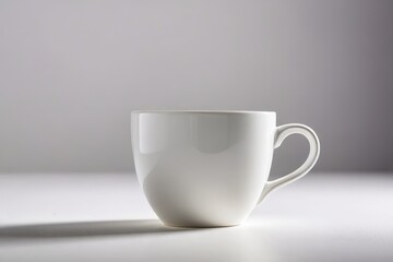a white cup on a table                               