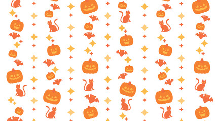 ハロウィンの時期に使えるジャックオーランタンのかわいい背景用ベクターイラスト（16：9）