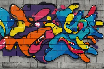Vivid Abstract Graffiti Designs on Textured Concrete Wall Showcasing Urban Culture