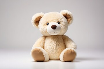 Obraz premium a teddy bear sitting on a white surface 