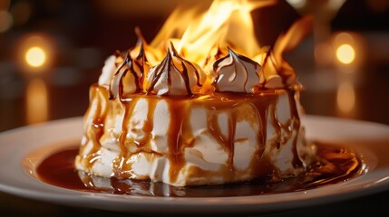 Caramel Cake with Flames, a Sweet and Delicious Treat