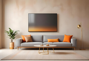 a modern living room with sofa