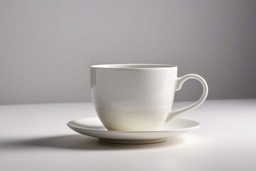 Obraz premium a white cup and saucer on a white table 