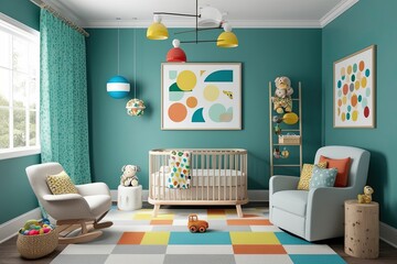 Modern Nursery Wall Art Frame in Vibrant 3D Design for Children