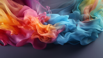 Artistic smoke patterns in swirling clouds of vibrant colors, abstract and ethereal, creating a soft and flowing texture, minimal background 