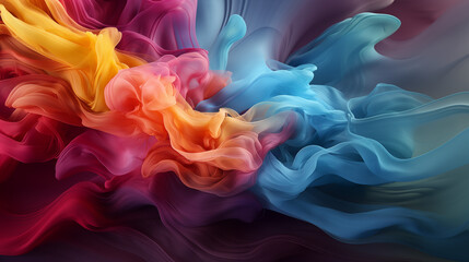 Fototapeta premium Artistic smoke patterns in swirling clouds of vibrant colors, abstract and ethereal, creating a soft and flowing texture, minimal background