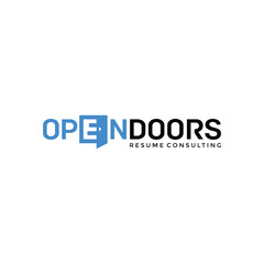 blue open door logo design template