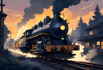 old locomotive in the mountains