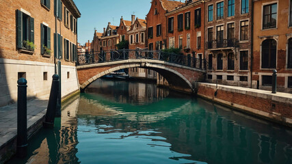 Charming canal scene with old bridges and historic buildings