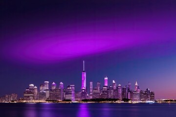 Obraz premium Vibrant Violet Skyline with Rich Purple Gradient Against Dusky Twilight Sky