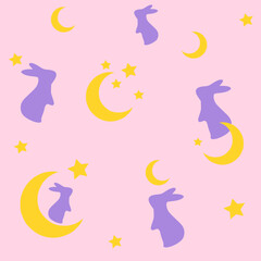 Cute bunny rabbit pattern background vector design