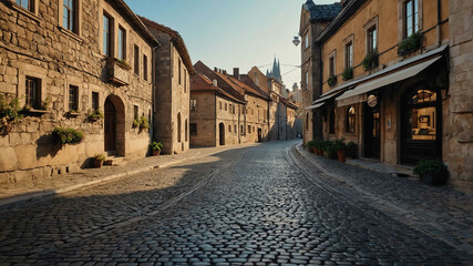 Obraz premium Picturesque old town with cobblestone streets and historic architecture