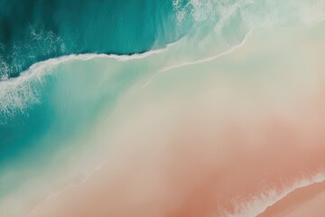 Fototapeta premium Stunning Gradient Ocean Background in Teal Peach and Ivory with Black Canvas Shadows