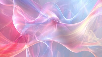 Fototapeta premium Abstract light pink, blue and yellow wavy lines background.