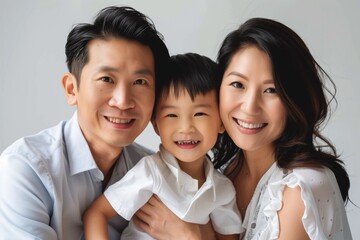 Fototapeta premium Family with Baby in White Outfit