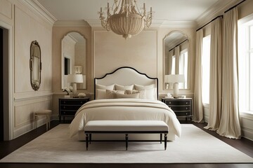 Elegant Alabaster Bedroom Design with Chic Aesthetics and Soft Color Palette